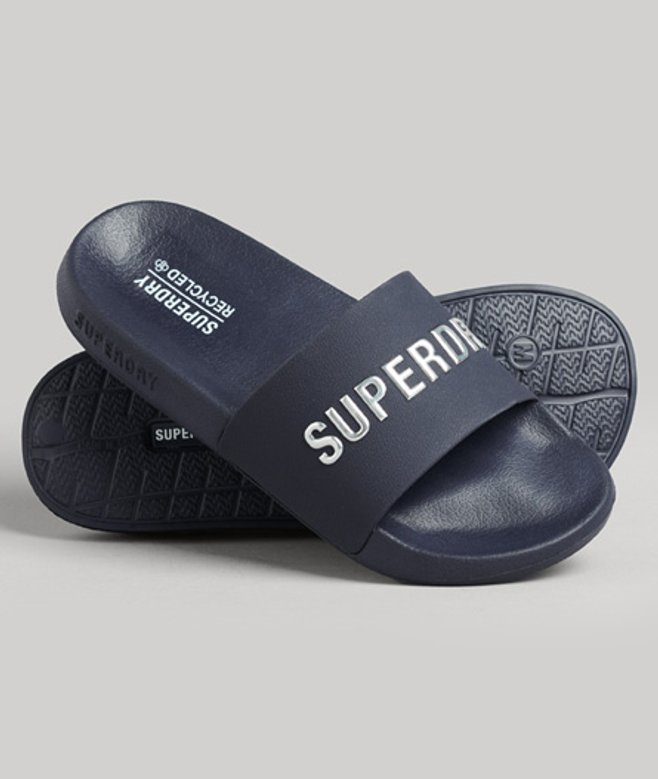 Superdry Code Logo Badslippers Blauw