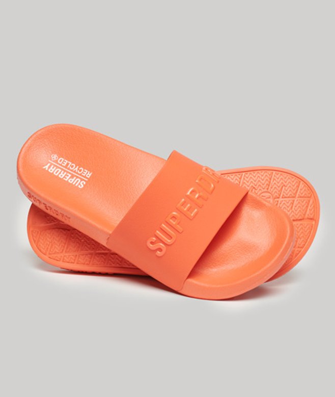 Superdry Vegan Code Badslippers met Logo Oranje