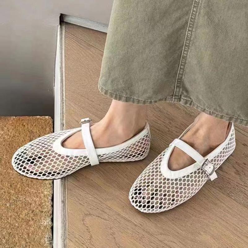 Chic Steps mode Dames Puntige Teen Platte Schoenen Effen Kleur Gebreide Instappers Casual Ademende Ballet Flats Dames Platte Schoenen Loafers Dames 35 wit