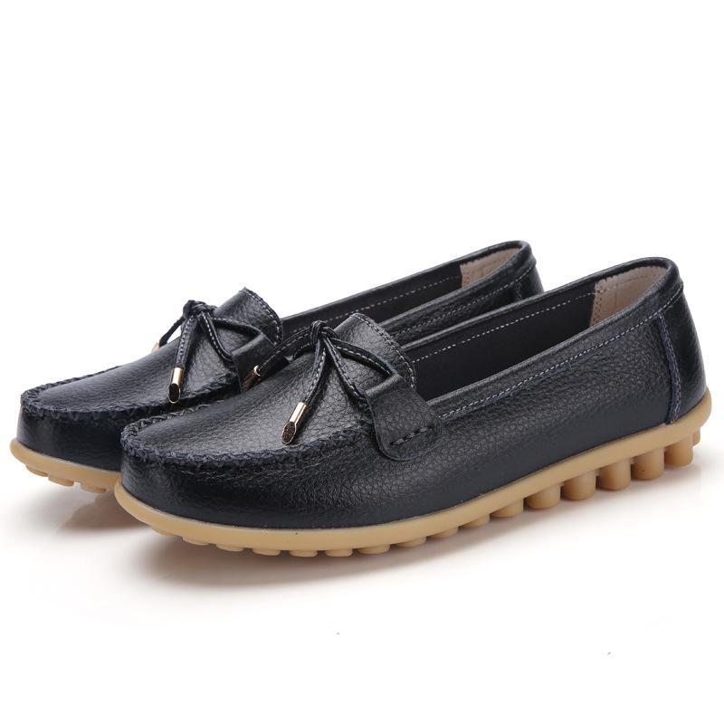 Shoes Arena 2023 Lente/Zomer Dames Casual Schoenen Grote Maten: Witte flats van twee lagen koeienhuid voor verpleegkundigen en moeders 40