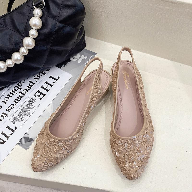 VantaGoods Dames Zomer Bloemen Net Rood Antislip Gesloten Teen Wedge Hak Sandalen 37