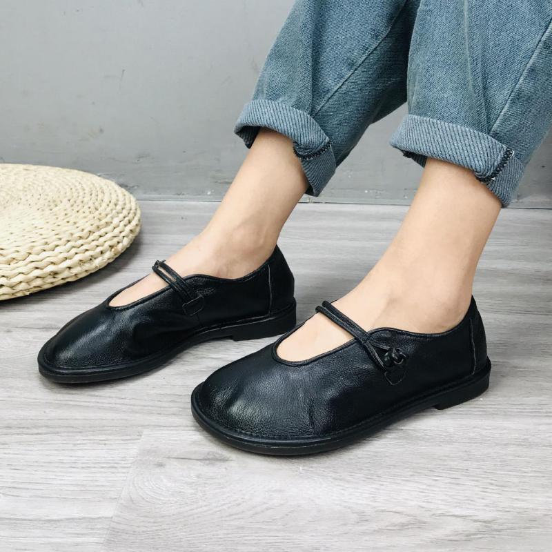 Johnature Flats Damesschoenen Ronde Neus Casual Ondiep Zacht Handgemaakt Concise Damesschoenen 37 zwart
