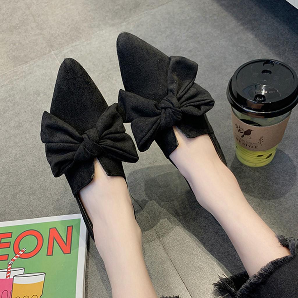 Wnzdswn Vrouwen Bow Flats Schoenen Snoep Kleur Instapper Platte Schoenen Ballet Flats Dames Schoenen 36 zwart