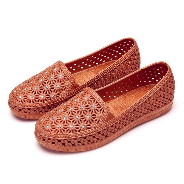 Yoxier Vrouwen Uitgesneden Kristal Platte Hakken Gesloten Teen Zomer Schoenen Nieuwe Aankomst Dame Uitsparing Ademend Jelly Schoenen Sandalen 180608 39