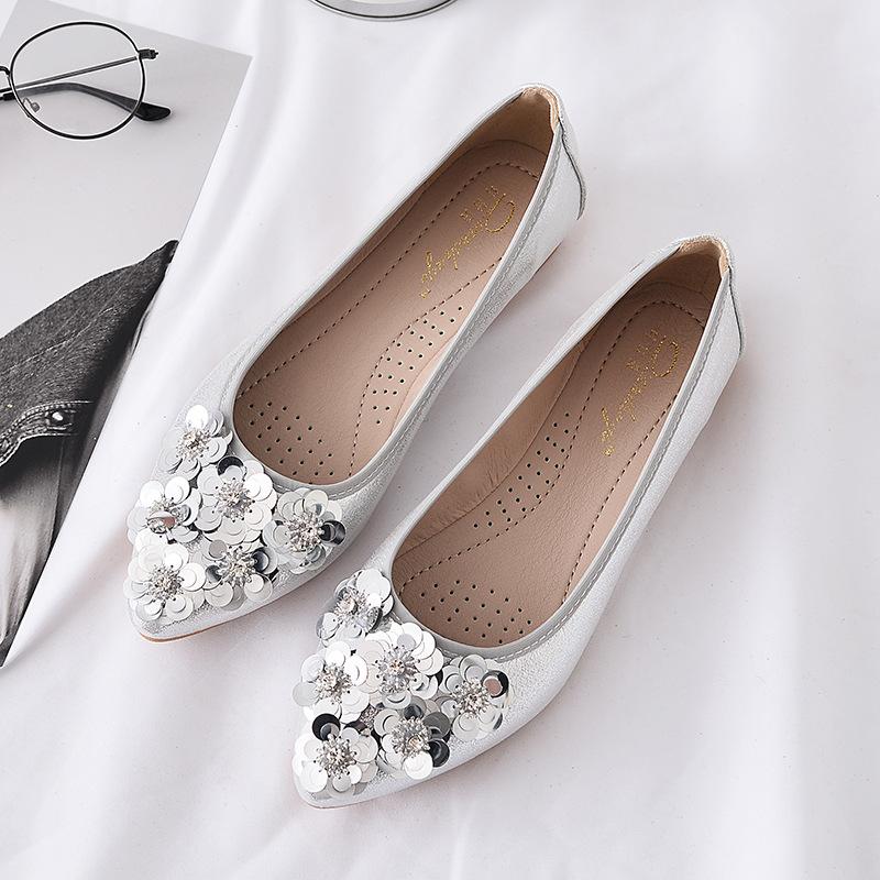 Damaiya11 Mode casual platte schoenen vrouw zomer comfortabele zachte zolen strass puntige neus ondiepe damesschoenen 45