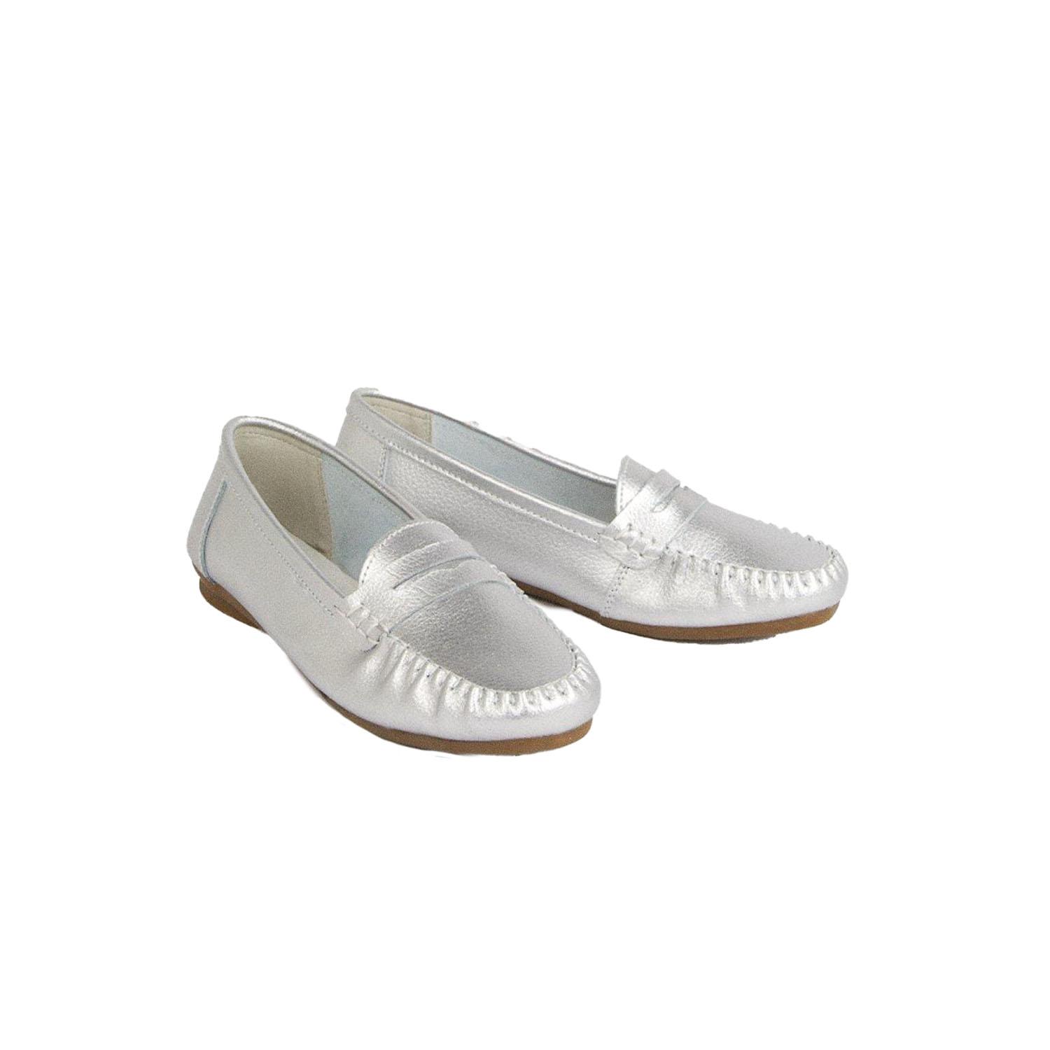 Pertemba FR - Apparel Goed voor de enige dames/dames Nessa lederen loafers 7 UK zilver