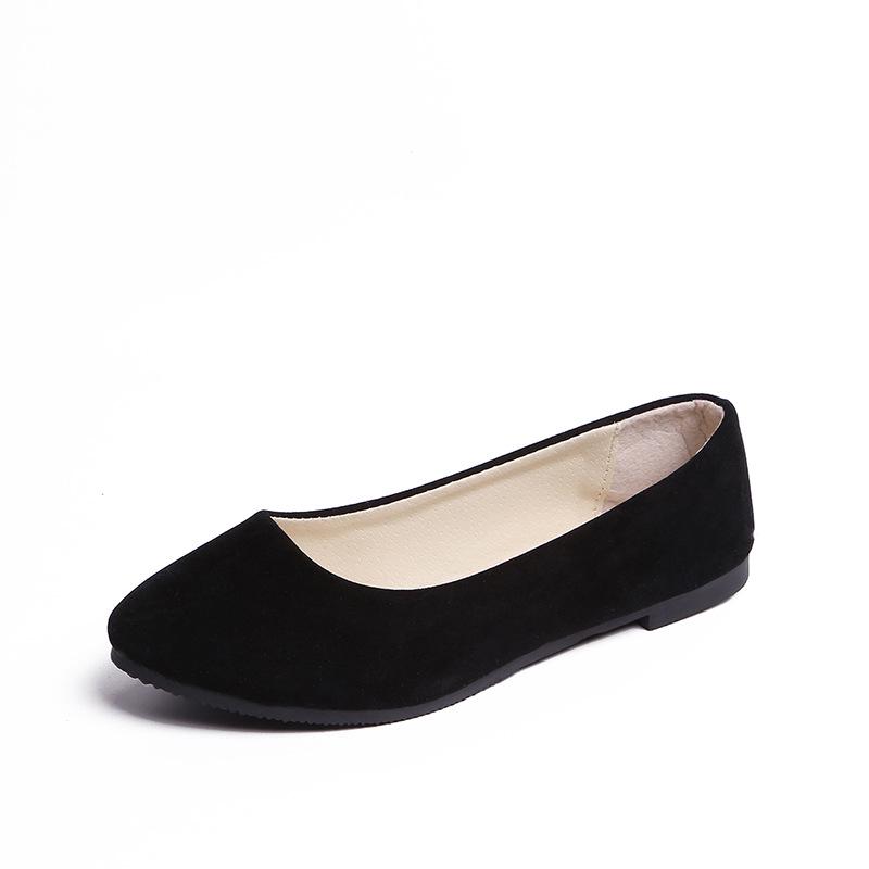 Ayseguney Footwear Dames meisjes effen groot formaat instapper plat ondiep comfort casual enkele schoenen 42 zwart