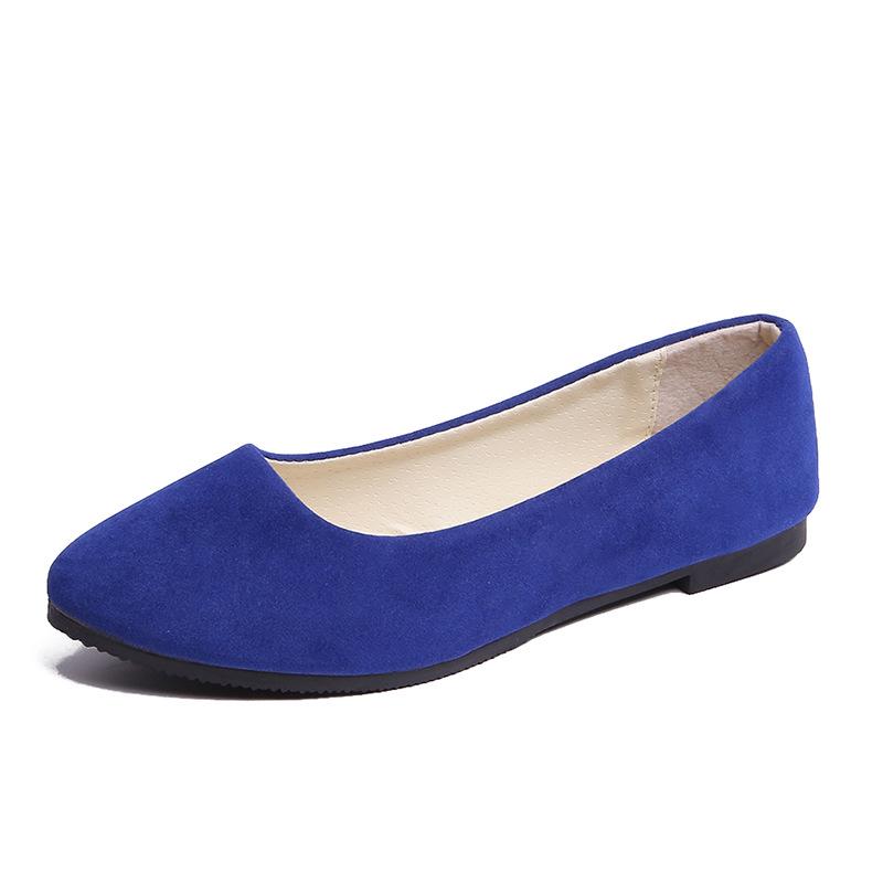 Ayseguney Footwear Dames meisjes effen groot formaat instapper plat ondiep comfort casual enkele schoenen 41 saffierblauwe kleur