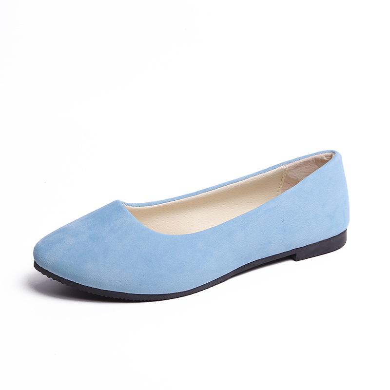 Ayseguney Footwear Dames meisjes effen groot formaat instapper plat ondiep comfort casual enkele schoenen 39 lichtblauwe kleur