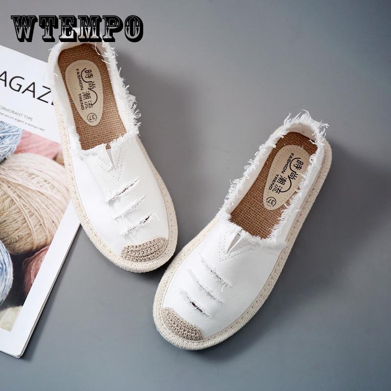 WTEMPO Dames Flats Schoenen Slip on Dames Canvas Luie Loafers Ademende Espadrilles Lente Herfst Schoenen 35 beige
