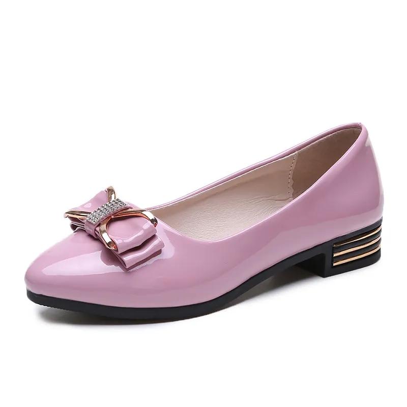 WTEMPO Glanzende schoenen van imitatieleer Platte schoenen Damesschoenen met enkele hak Werkschoenen Puntige neus Comfortabele schoenen van imitatieleer Lichtgewicht 35 roze