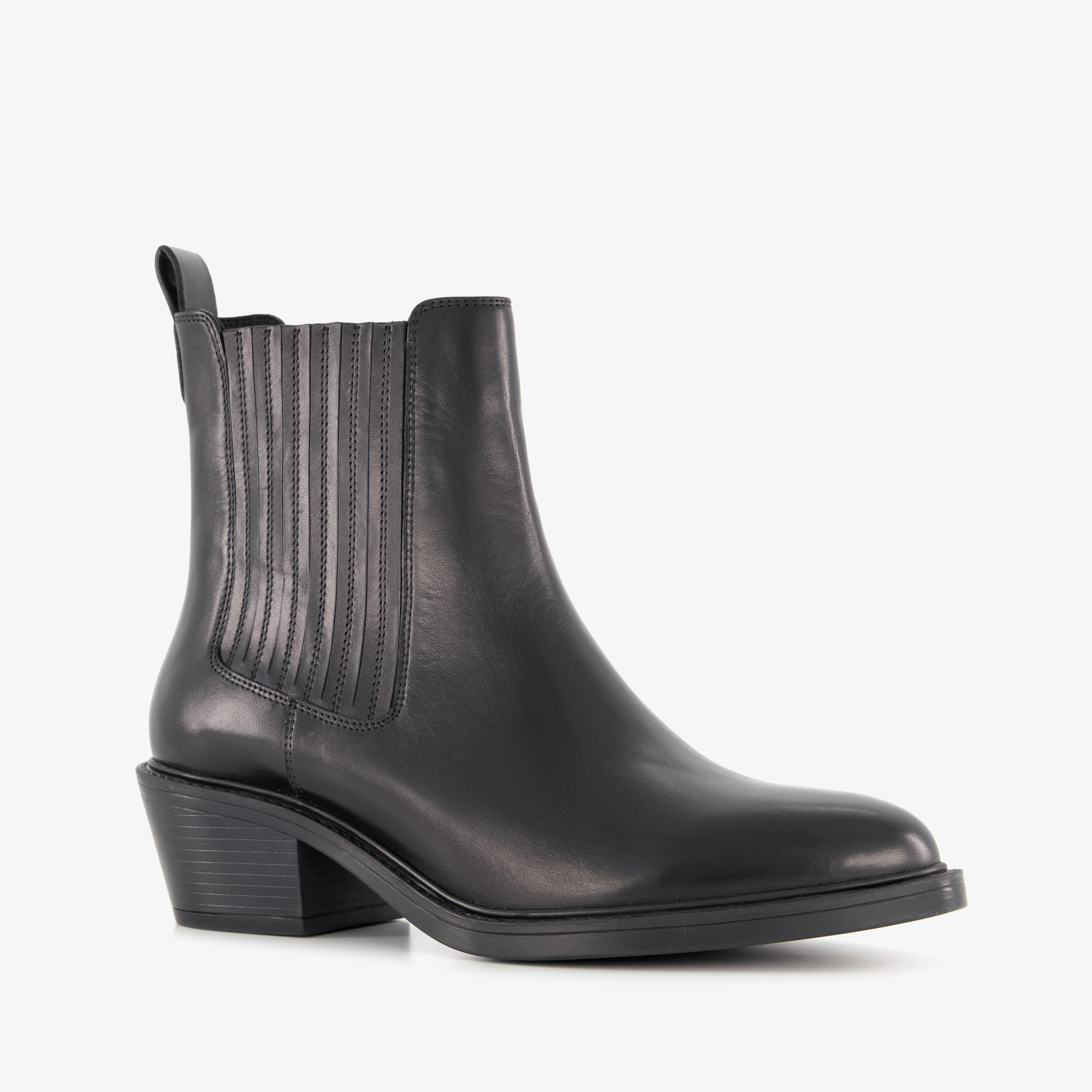 Harper leren dames Chelsea boots met hak zwart