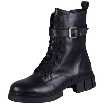 Tommy Hilfiger Hoge Sneakers  Cool Feminine Bikerboot Black Leather