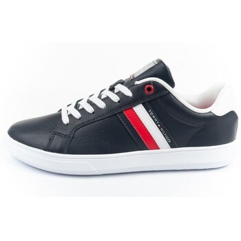 Tommy Hilfiger Sneakers ESSENTIAL LEATHER CUPSOLE , vrijetijdsschoen, lage schoen, veterschoen met typische strepen