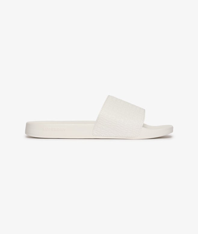 Superdry Badslippers met All-over Reli&euml;fopdruk White