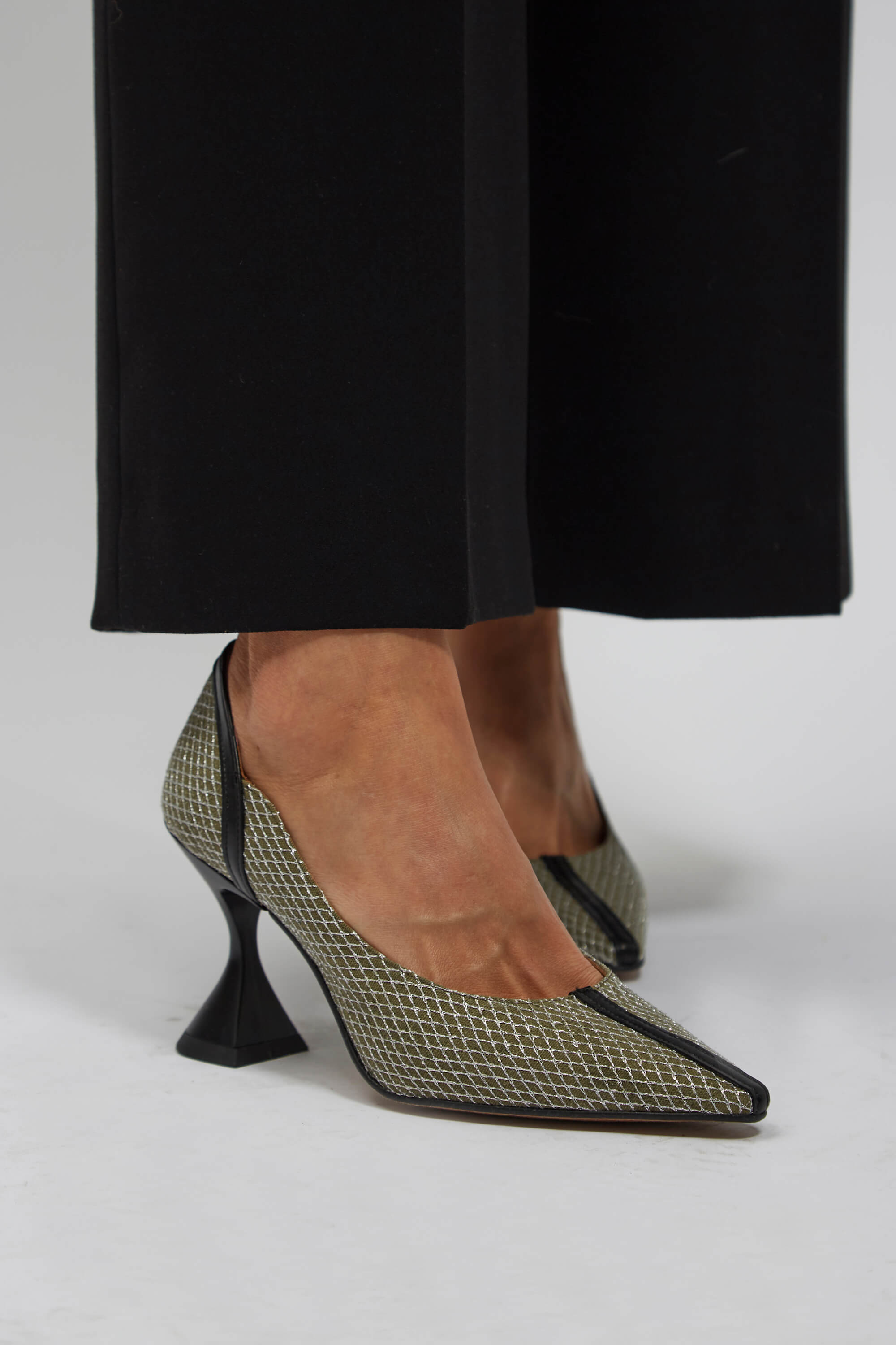 Momoc Damen vegan Pumps High-Heels Ottilie DunkelgrÃ¼n & Schwarz