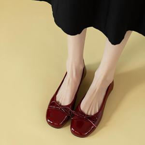 Dodge Dames Flats Lakleer Ballet Flats Bowtie Bootschoenen Lage Hakken Instap Platte Schoenen Vrouw Zwarte Loafers Lente Herfst 1552N 35