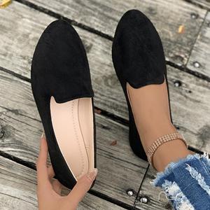 Healthy Skin Dames Casual Enkelschoenen Koreaanse Versie van Lente en Herfst Ondiepe Mond Platte Zool Ronde Neus Su&egrave;de Schoenen Platte Hak Grote Maat Damesschoenen 38