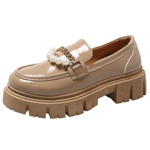 Dodge Damesschoenen Nieuwe leren schoenen Dikke zool Platform Parelversiering Instappers Zoete Mary Jane schoenen 41