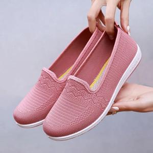 WTEMPO Dames Zomer Mesh Schoenen Ademend Gebreid Comfortabel Plat Casual 34 roze