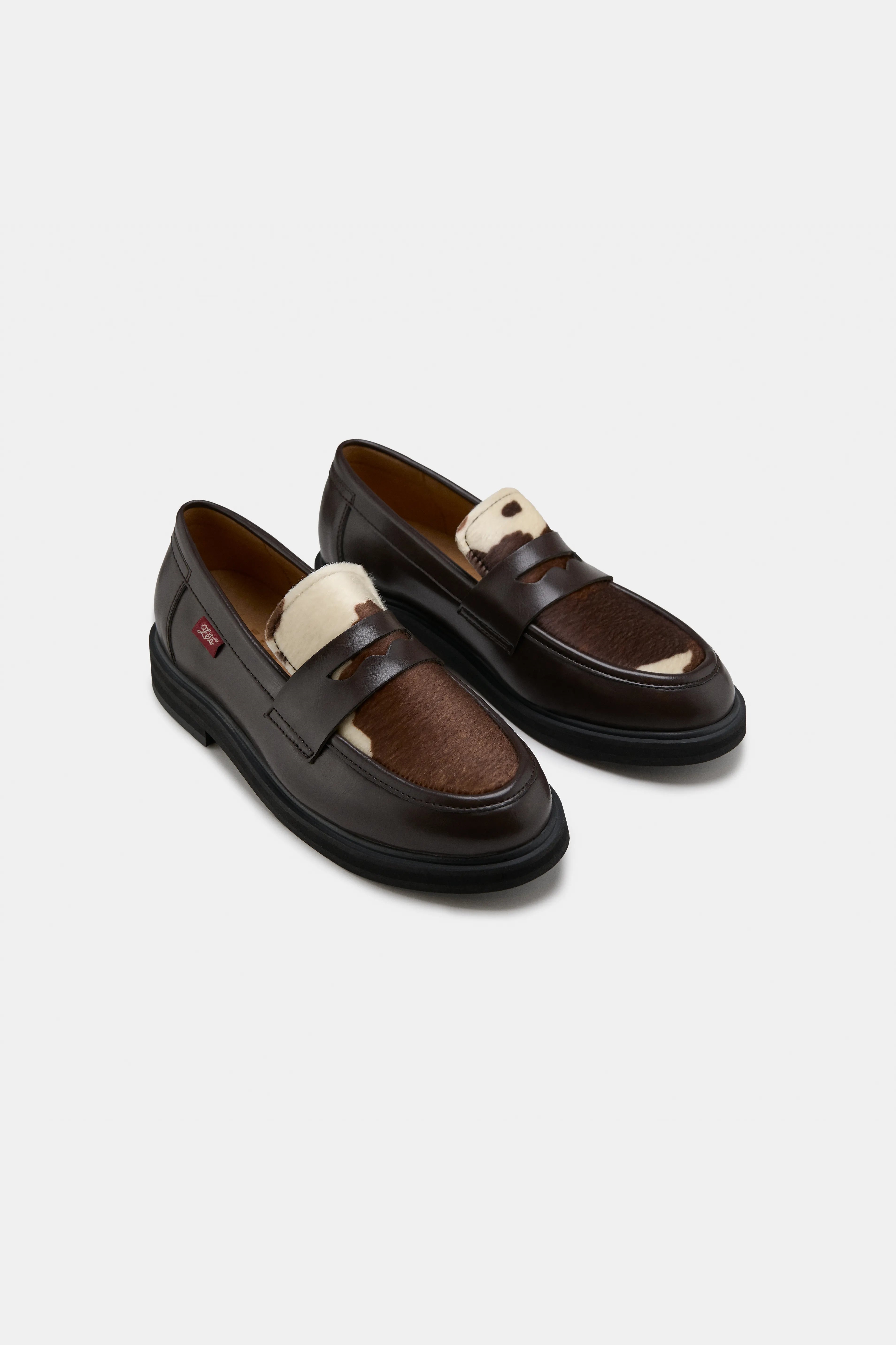 ZÃ¨ta Herren vegan Loafers Unisex Douro Cow Print Braun/WeiÃŸ