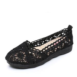 WTEMPO Zomerschoenen van stof, Dames mesh schoenen, Platte zool, Ademend, Holle mesh oppervlakte, Comfortabel 40