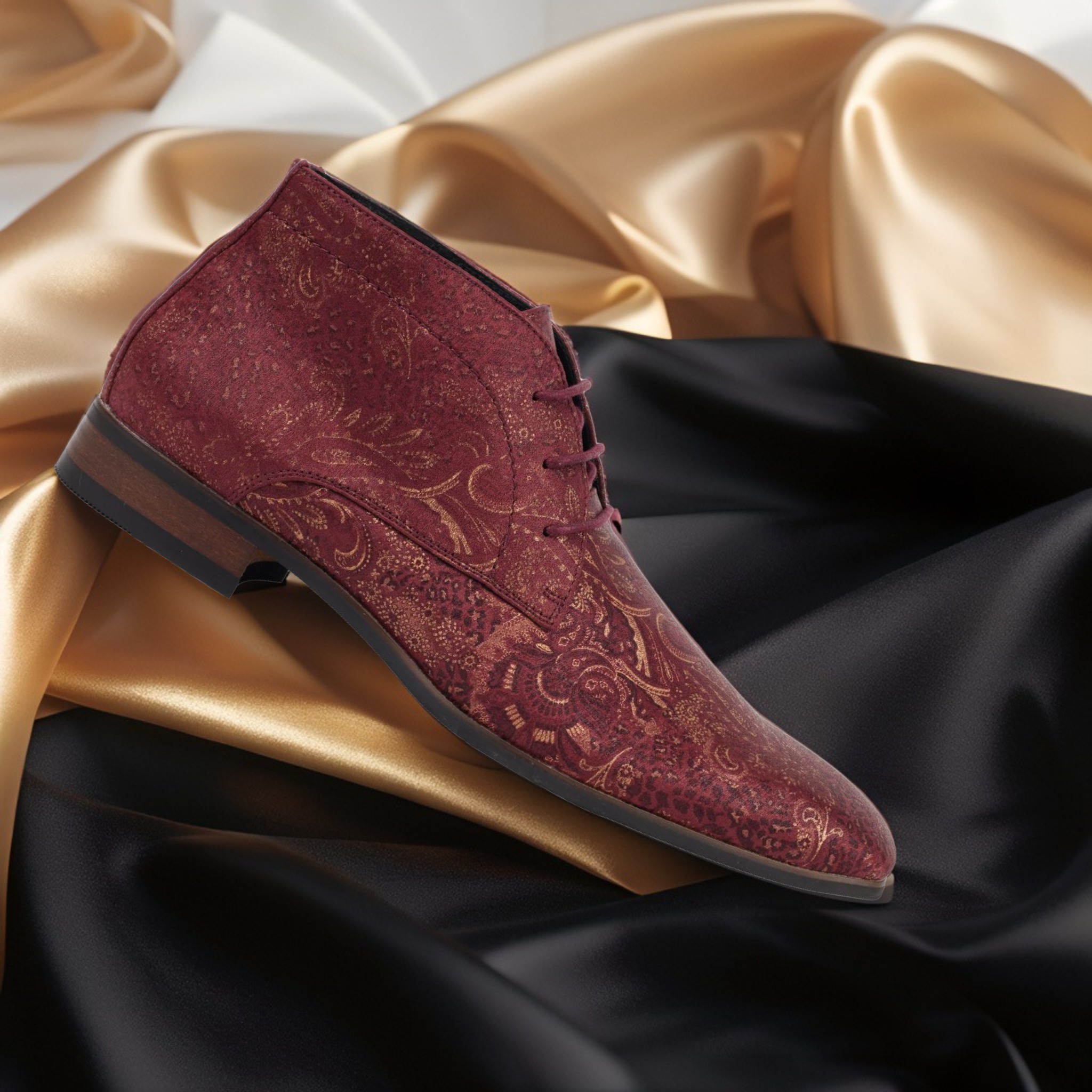Lureaux Red Paisley Panther High  - Handgemaakte Nette Schoenen Voor Heren