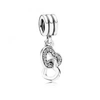 Pandora Charm Verschränkte Herzen "791242CZ", 925er Silber mit Zirkonia, silber, keine Angabe