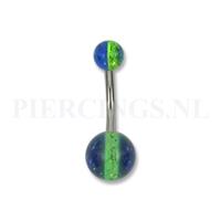 Piercings.nl Navelpiercing acryl donker blauw glitter met UV geel streep