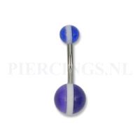 Piercings.nl Navelpiercing acryl paars met witte streep