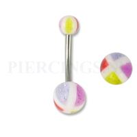 Navelpiercing acryl geblokt paars rood geel 12 mm