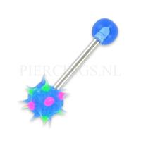 Piercings.nl Tongpiercing met tickler blauw spikes