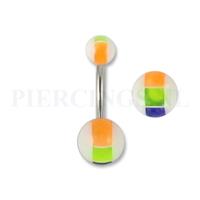 Piercings.nl Navelpiercing acryl blauw geel oranje