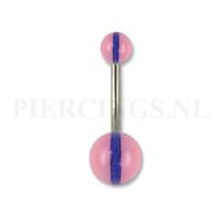 Piercings.nl Navelpiercing acryl roze blauw glitter