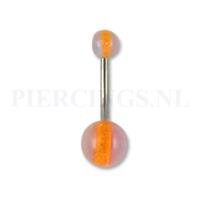 Piercings.nl Navelpiercing acryl grijs oranje glitter