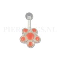 Piercings.nl Navelpiercing acryl bloem transparant met oranje