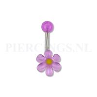 Piercings.nl Navelpiercing acryl bloem paars met geel
