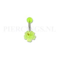 Piercings.nl Navelpiercing acryl bloem geel parelmoer