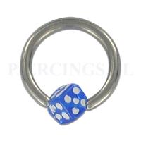 Piercings.nl BCR 1.6 mm acryl balletje dobbelsteen blauw