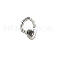 Piercings.nl Neusstud hart sterling zilver ronde achterkant