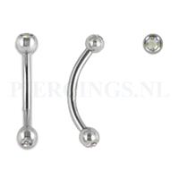 Piercings.nl Banana 1.2 mm met AB kleur kristal 8 mm + 3 mm bal