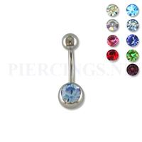 Piercings.nl Juwelen navelpiercing 10 mm met 1 steentje kristal