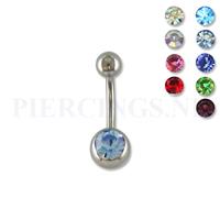 Piercings.nl Juwelen navelpiercing 10 mm met 1 steentje rood