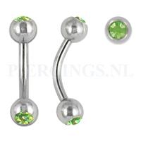 Piercings.nl Banana 1.6 mm chirurgisch staal groen 8 mm + 5 mm bal