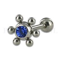 Piercings.nl Tongpiercing bloem kristal blauw