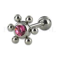 Piercings.nl Tongpiercing bloem kristal roze