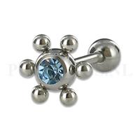 Piercings.nl Tongpiercing bloem kristal aquamarijn