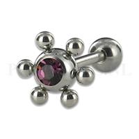 Piercings.nl Tongpiercing bloem kristal paars