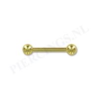 Piercings.nl Barbell goud kleur 12 mm