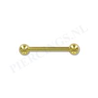 Piercings.nl Barbell goud kleur 14 mm